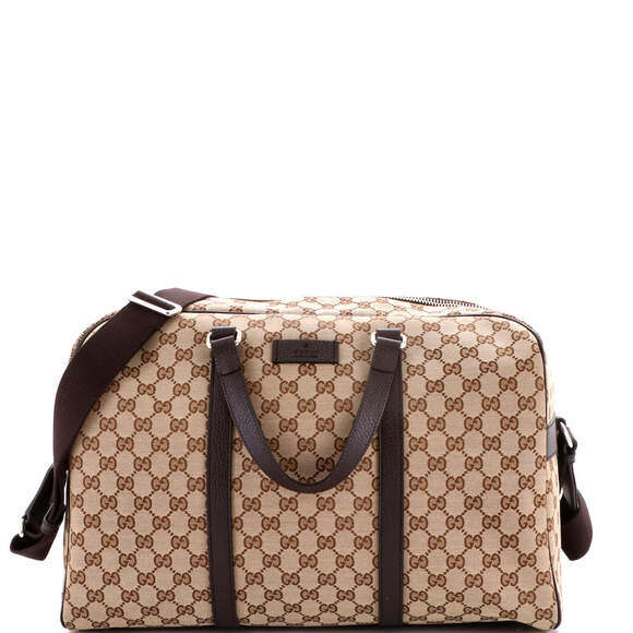 Gucci Medium Convertible Boston Carry On Duffle Bag GG Canvas